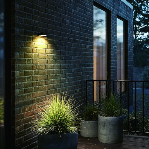 Aplique Parede Quad. Solar LED 6W 3000K IP65 Antracite c/sen3